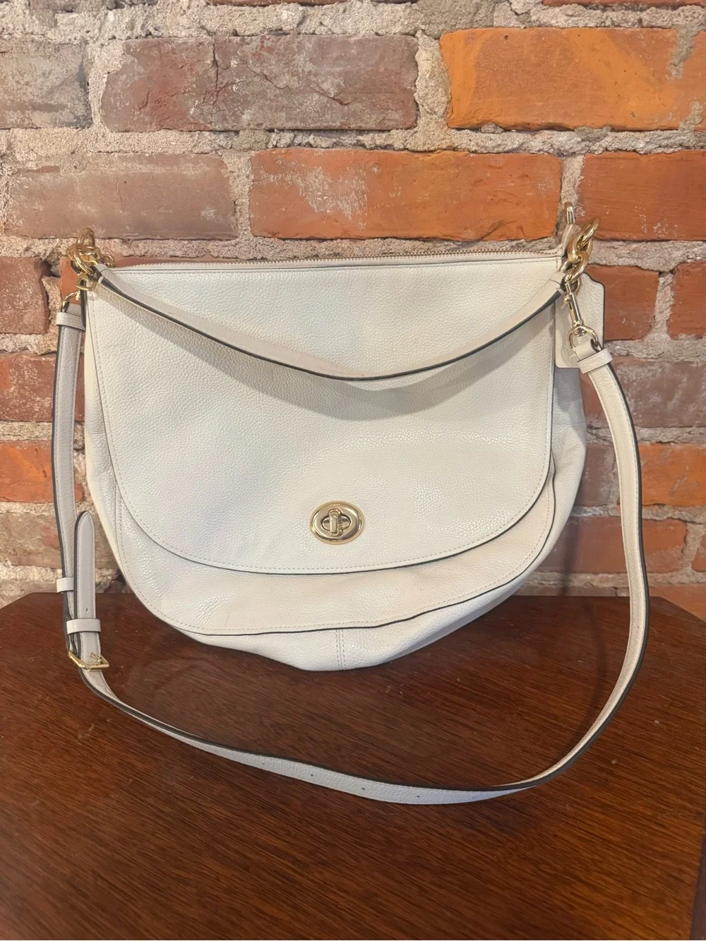 Coach Pebbled Leather Turnlock Hobo Bag
